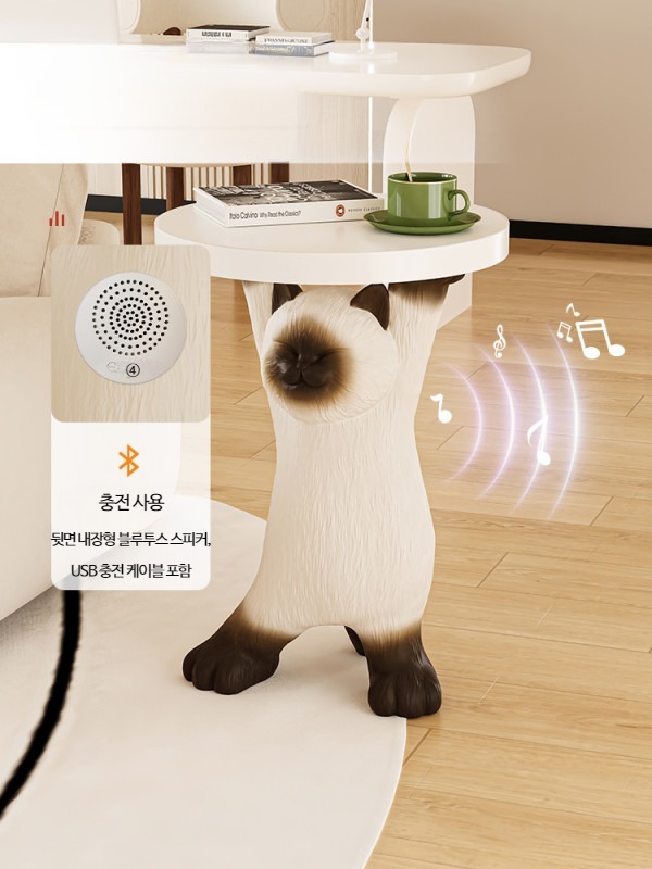 고양이 오브제 거실 바닥 장식 인테리어 소품 집들이 선물 고양이 바닥 옆 테이블 - 상세 이미지 3