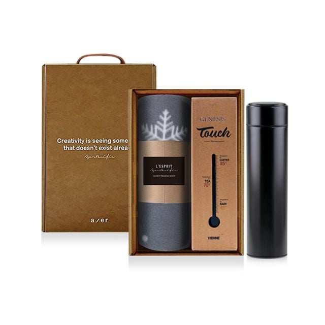 2중진공 고급 진공텀블러500ml+무릎담요 선물세트 - 메인 이미지
