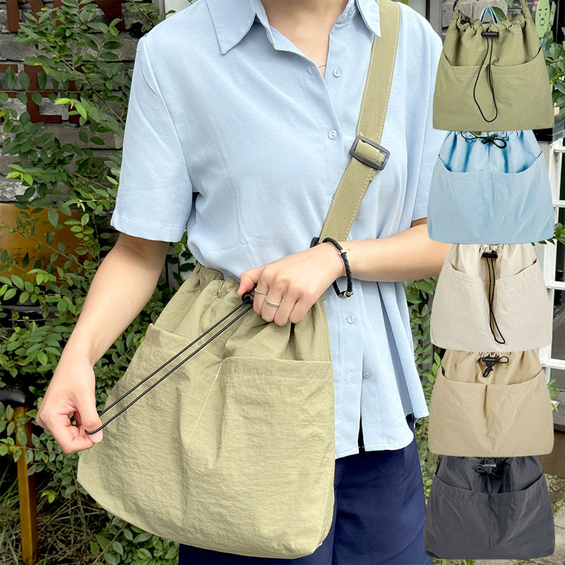 가벼운소재가방 빅포켓크로스백 온나핏 무지가방 패션가방 나일론가방 캐주얼가방 크로스백 스트링 - 메인 이미지