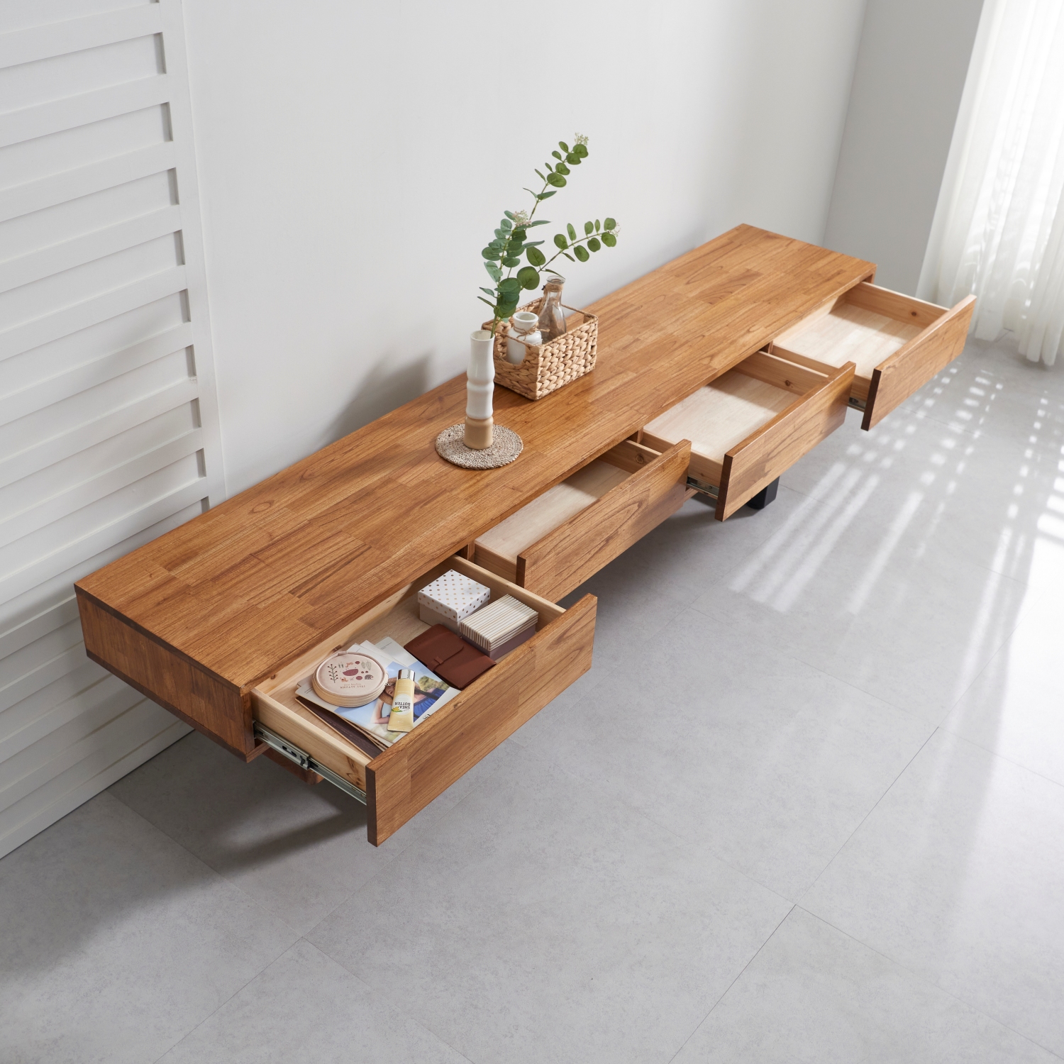 웨스트포트 참죽 북유럽 원목거실장 티비다이 TV거실장 2100mm, 월넛