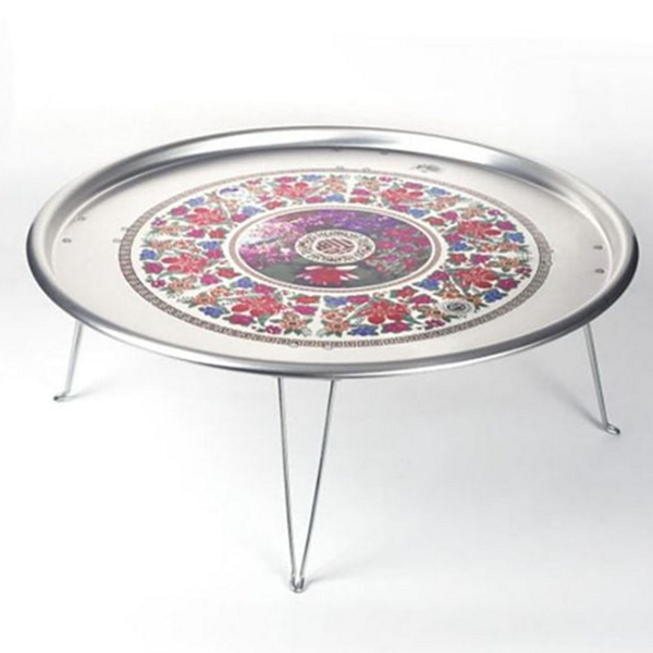 레트로 양은 밥상 알루미늄 옛날 밥상 휴대용 다용도 2인 미니