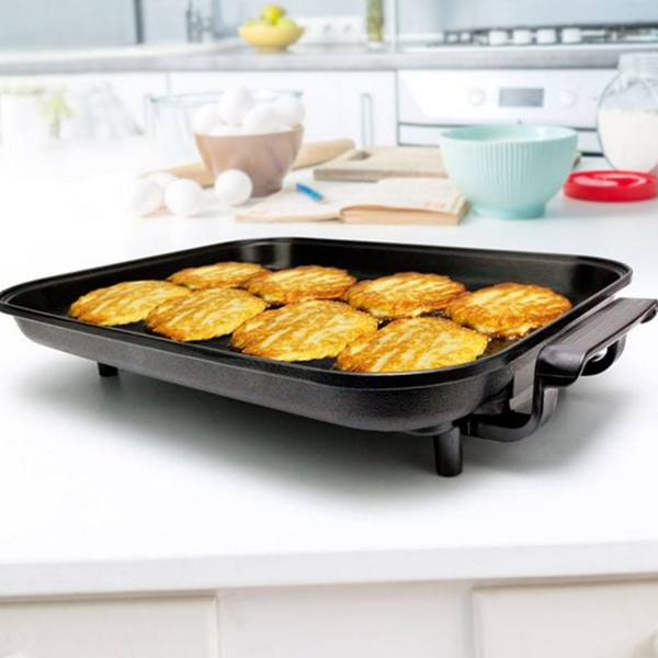 논스틱 전기 그릴 주방 전기 팬 가정용 식탁용 뚜껑 포함