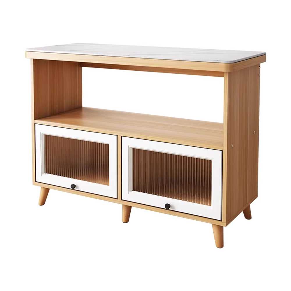 홈바 이동식 조리대 주방 아일랜드 수납 바테이블 120x40x80cm 원목+화이트 - 상세 이미지 5
