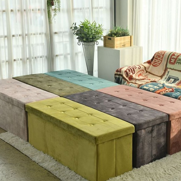 드레스 벨벳 수납 벤치 보조 접이식 수납 벤치 침실 현관