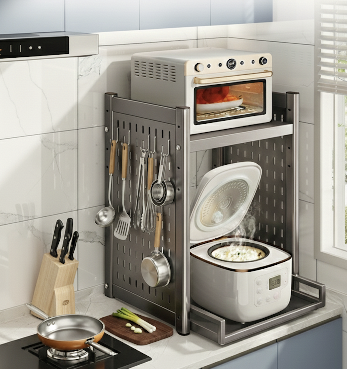 전자렌지거치대 에어프라이어 밥솥 전자레인지 선반 거치대 2단