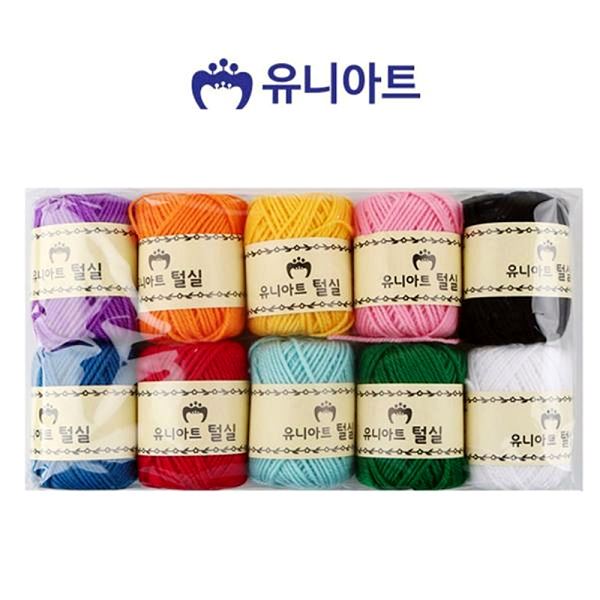 칼라혼합 털실 10개입 색상랜덤발송 1봉 1500 유아미술 공작 미술놀이 만들기 공예 - 상품 이미지