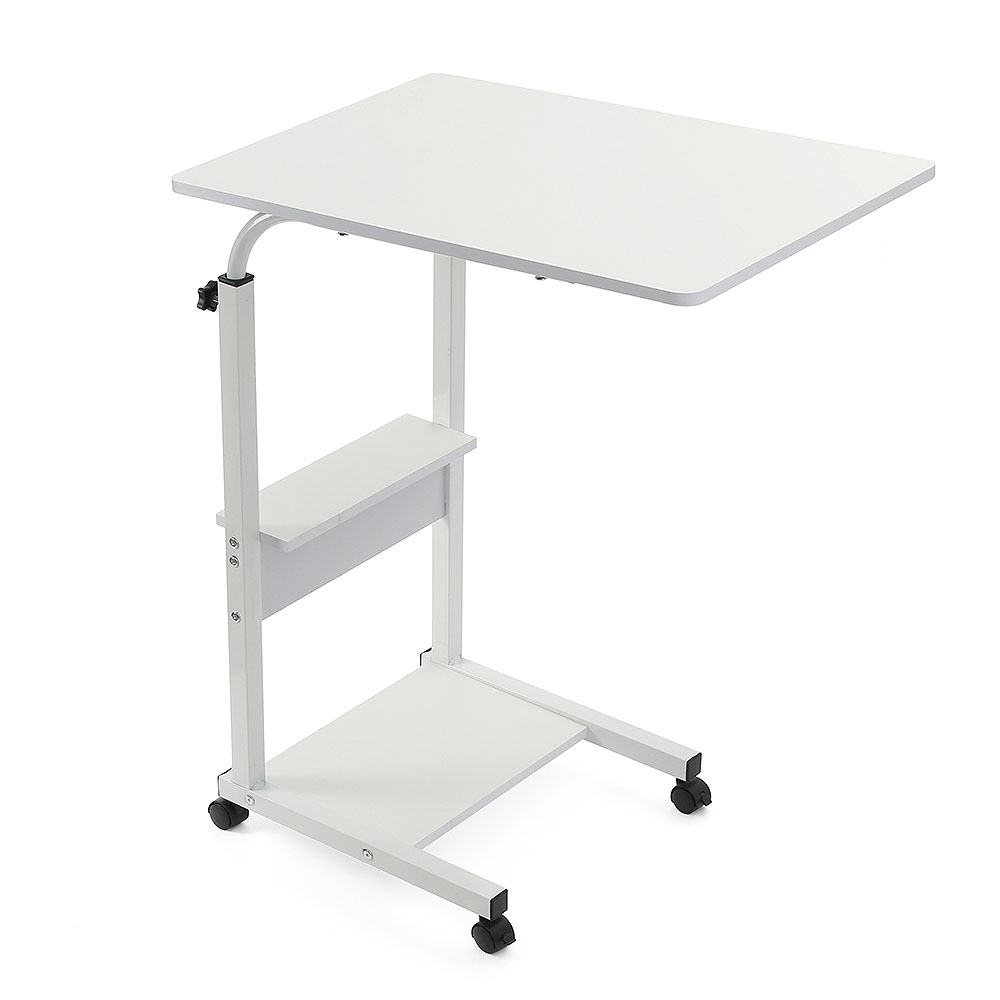 이동식 높이조절 침대 사이드 테이블(선반형)(화이트)