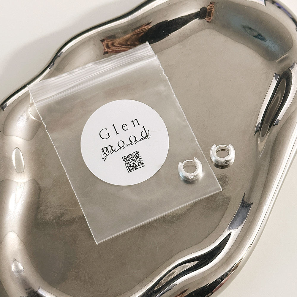 silver925 무광 스지 볼드 원터치 링 귀걸이 실버925 심플 상견례룩 하객코디 이미지 6