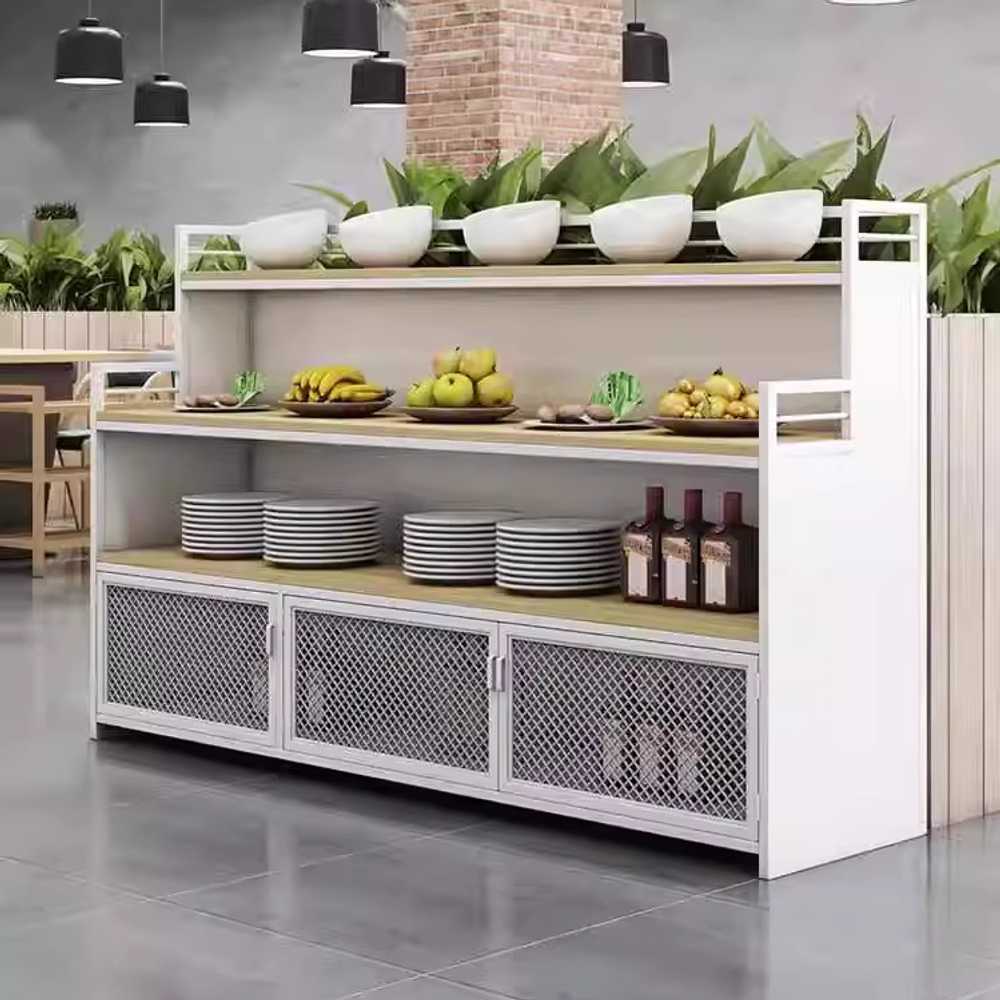 레스토랑 뷔페 테이블 샐러드 코너 조립형 매장 집기 100x40x110cm 블랙 - 상세 이미지 4