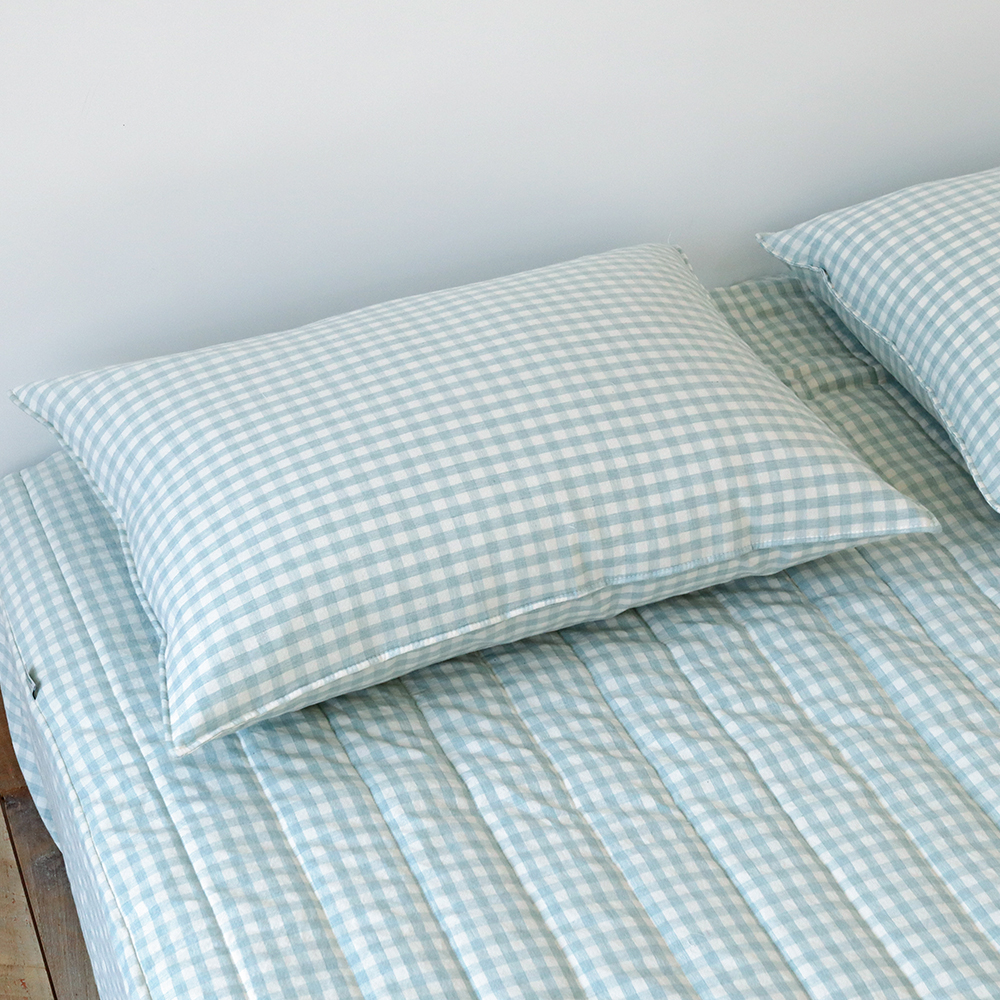 깅엄 체크 워싱 광목 순면 사계절 침대 매트리스 커버 누빔 SS