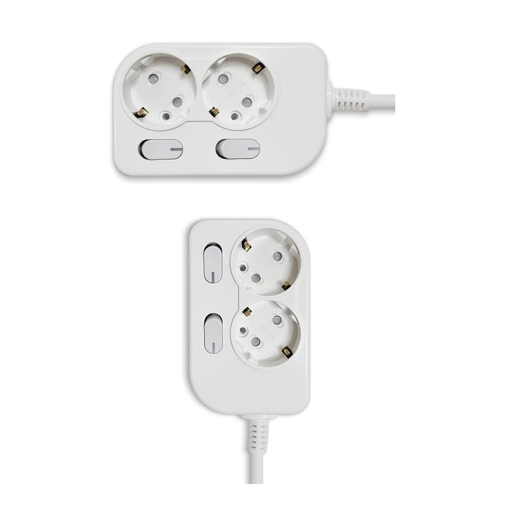 국산 개별 차단 2구 5M 멀티탭 16A 2800W 화이트 - 메인 이미지