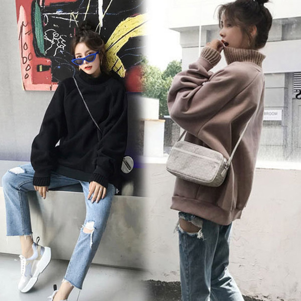 여성 목폴라 폴라티 목티 티셔츠 니트 터틀넥 겨울 - 상품 이미지
