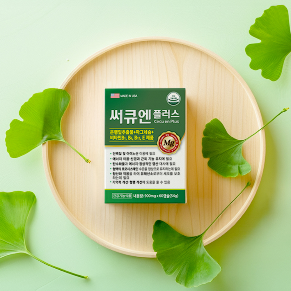 은행잎추출물 써큐엔 플러스 징코빌로바 플라보놀배당체 혈액순환 기억력개선 60캡슐, 6개 - 상세 이미지 2