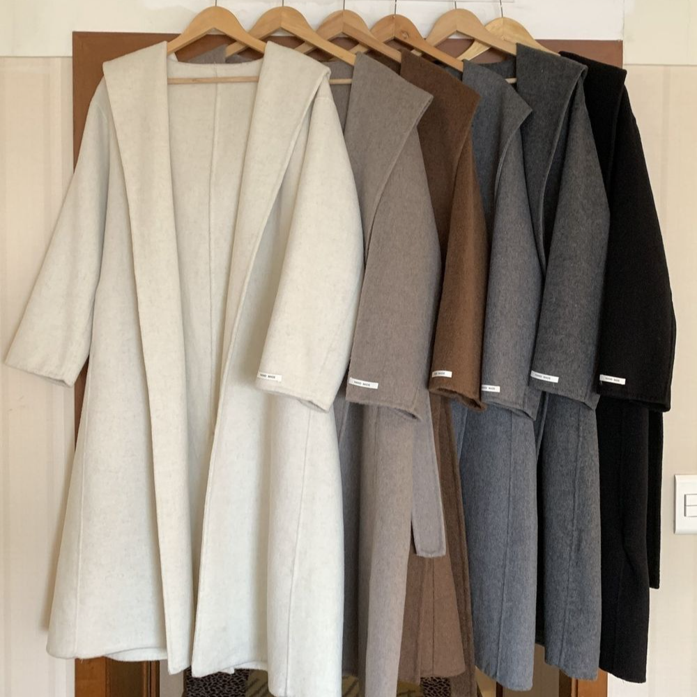 후드 롱 WOOL핸드메이드 코트 울코트 여성 겨울 오버핏 롱ct