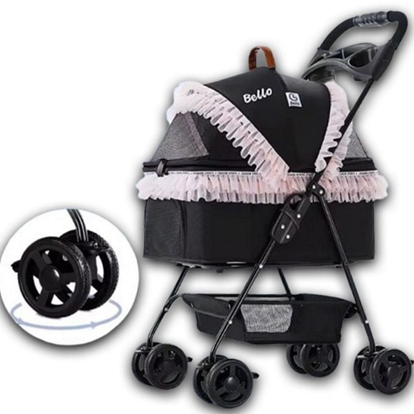 경량 강아지 유모차 4륜 반려견 유모차 분리형 캐리어 접이식 웨건