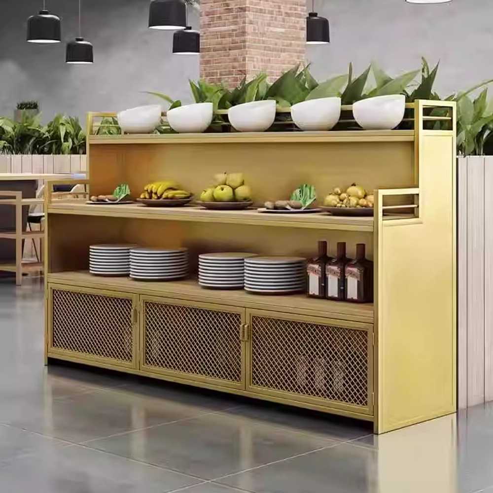 레스토랑 뷔페 테이블 샐러드 코너 조립형 매장 집기 100x40x110cm 블랙 - 상세 이미지 2