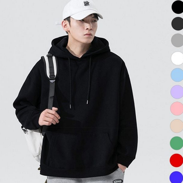 박시핏 남자 기모 후드 티 오버핏 남성 후드 티셔츠 데일리 - 상품 이미지