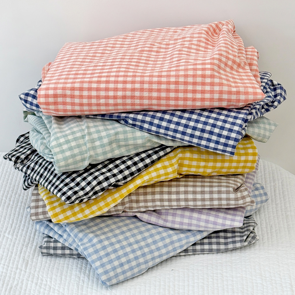깅엄 체크 워싱 광목 순면 사계절 침대 매트리스 커버 홑겹 SS