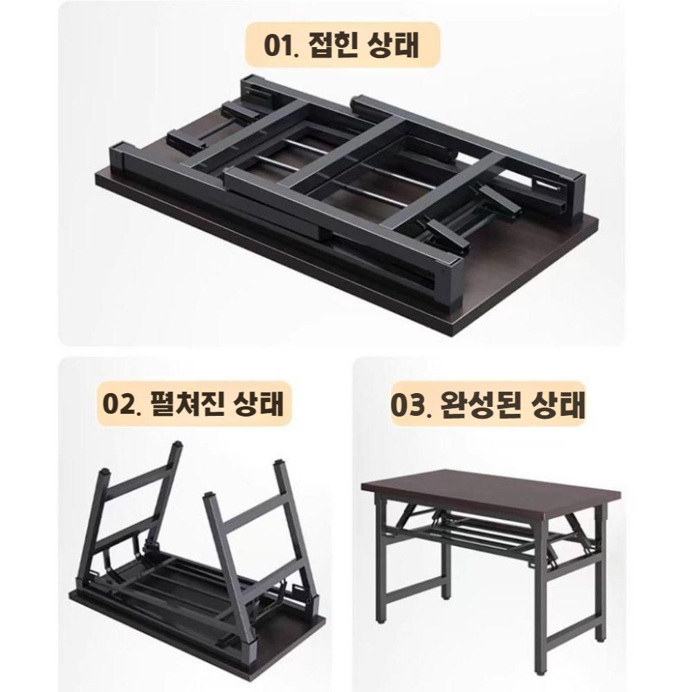 컴퓨터 책상 접이식 원룸 공부방 긴 일자 데스크 화이트 80x40x75 - 상세 이미지 2