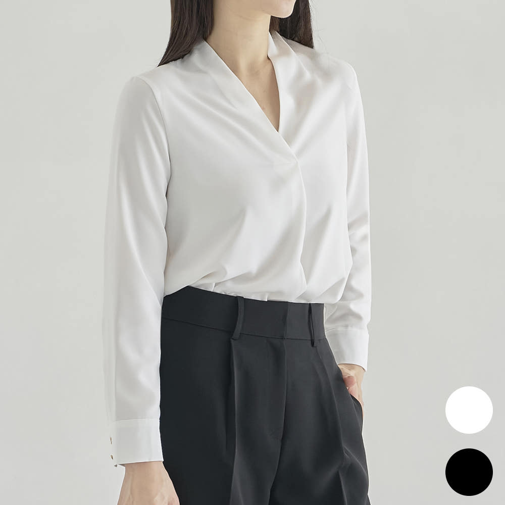 V넥 블라우스 빅사이즈 루즈핏 화이트 가격 비교 더웨이나인 V넥 블라우스 빅사이즈 루즈핏 화이트