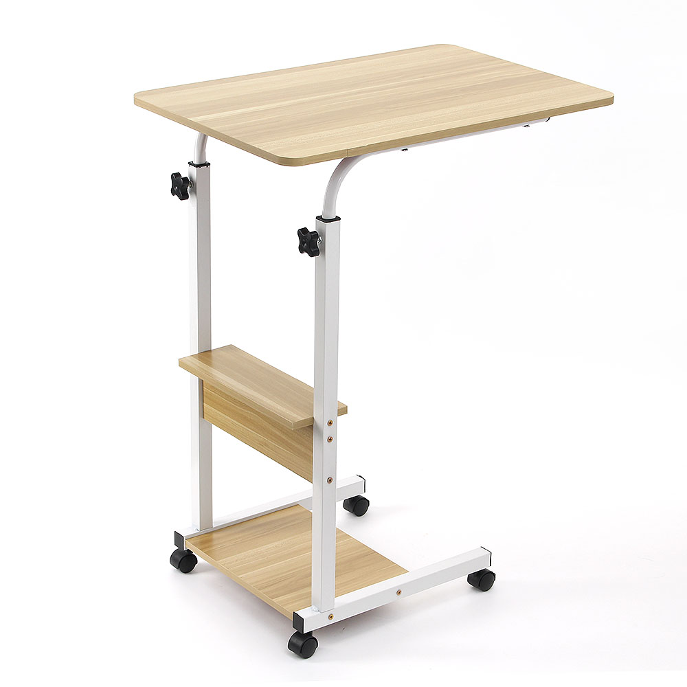 이동식 높이조절 침대 사이드 테이블(선반형)(내추럴)