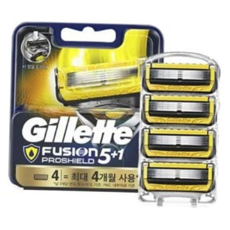면도기 질레트 퓨젼 프로쉴드 옐로우 면도날 벌크형 4입