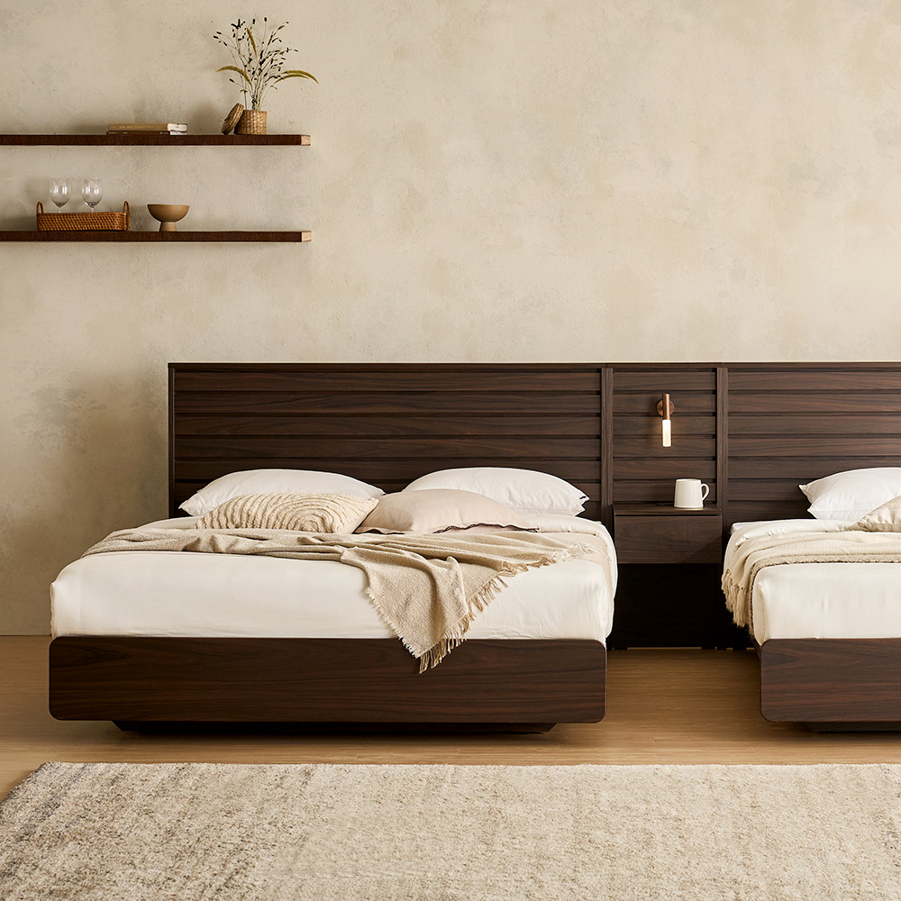 장인가구 글랜 E0 호텔 평상형 서랍형 침대 유로탑 매트리스, Q(퀸), 수납형-내추럴