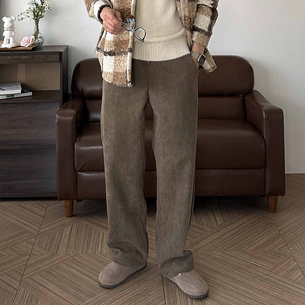 남자 코듀로이팬츠 남자 겨울바지 기모바지 밴딩 골덴 팬츠 제품 이미지