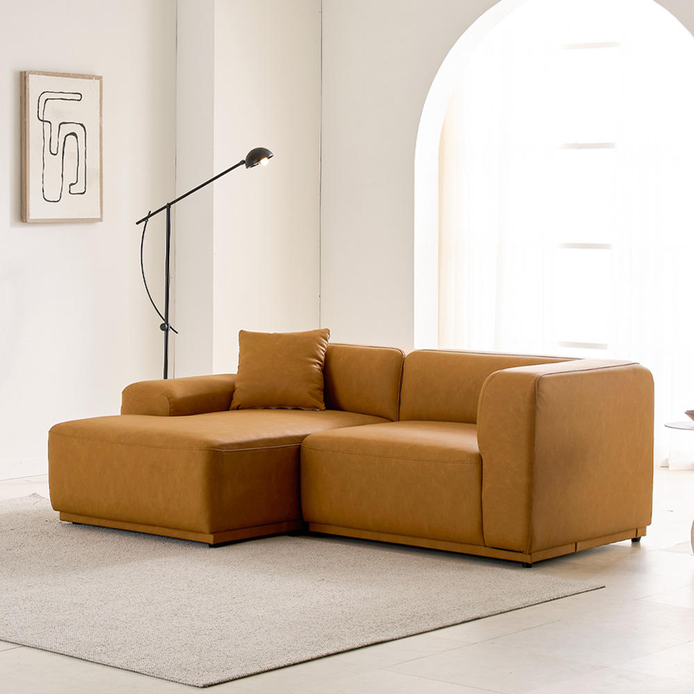 케이하우스홀드 켄지 2인 오픈 카우치형 실리콘가죽 비건레더 가죽소파 국내제작