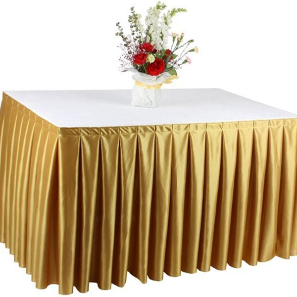 다용도 테이블 스커트 피로연 행사용 테이블 스커트 아이보리 전시장 골드