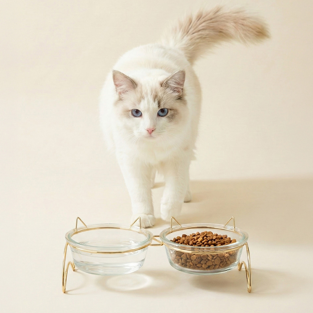 레토 강아지 밥그릇 고양이 물그릇 유리 식기 식탁세트 이미지 4