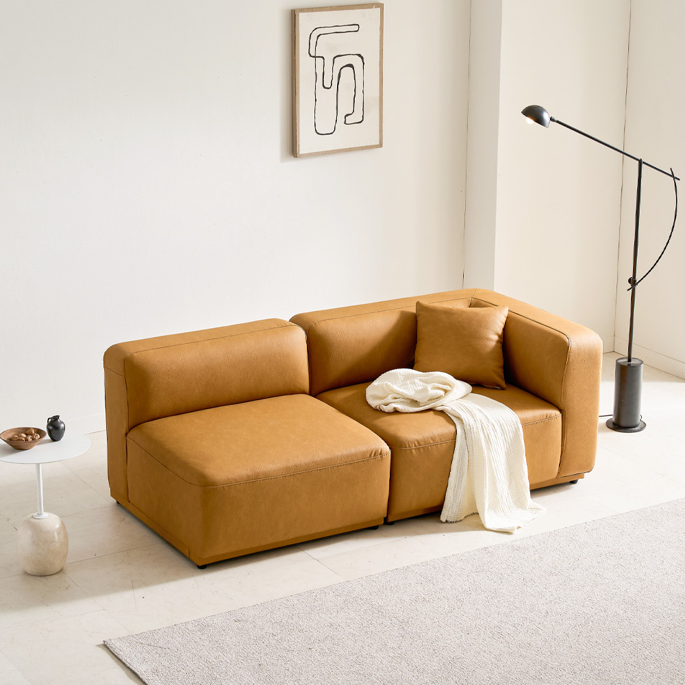 케이하우스홀드 켄지 3인 3.5인 오픈형 실리콘가죽 비건레더 가죽소파 국내제작