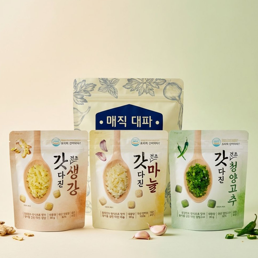 냠냠쿡 동결건조 다진마늘 생강 대파 청양고추 양념 큐브 30g 캠핑 지퍼백 - 상품 이미지