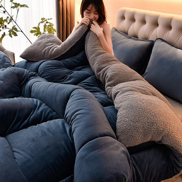 따뜻한 극세사 이불 벨벳 겨울 차렵 이불 두툼한 침대 - 상품 이미지