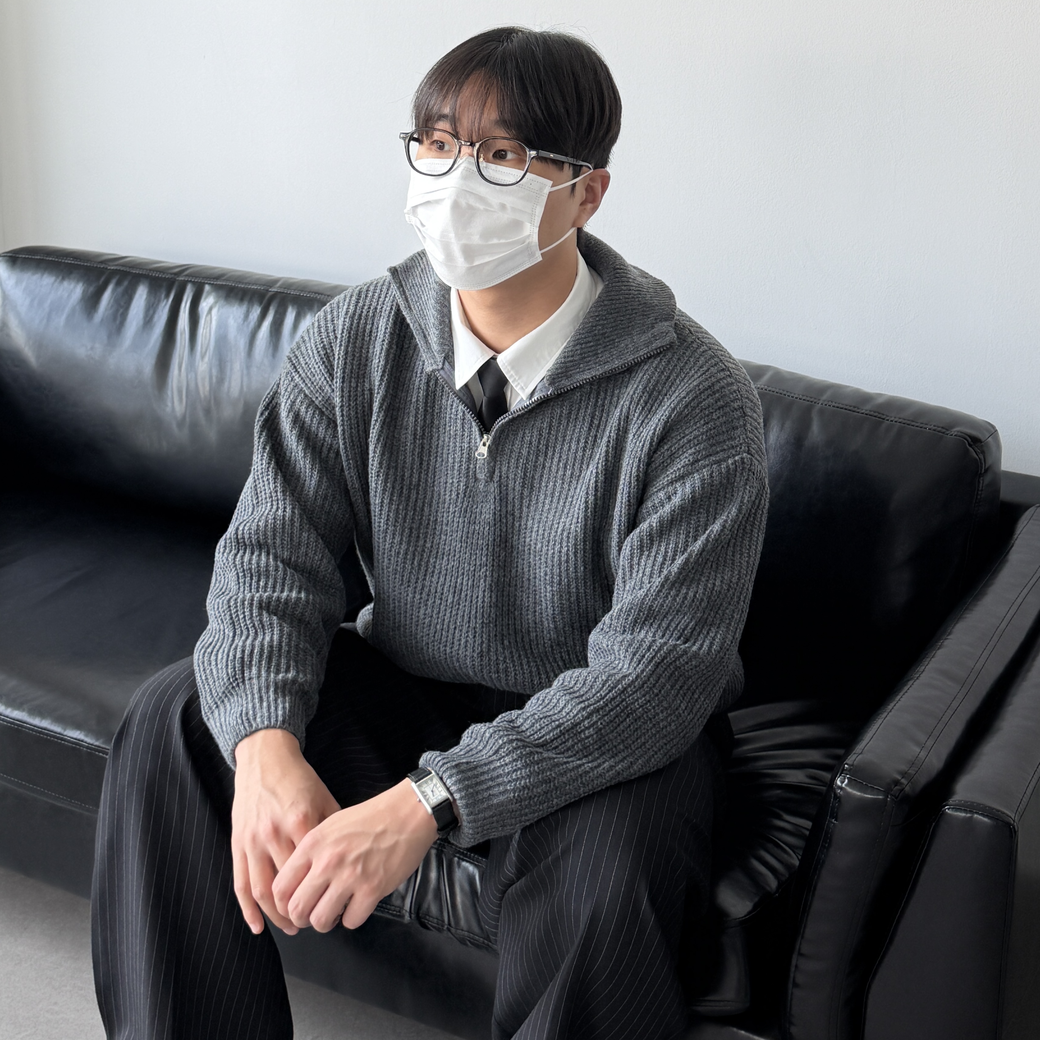 하프 집업 니트 SET ( 링클프리 셔츠 + 넥타이 ) 제품 이미지