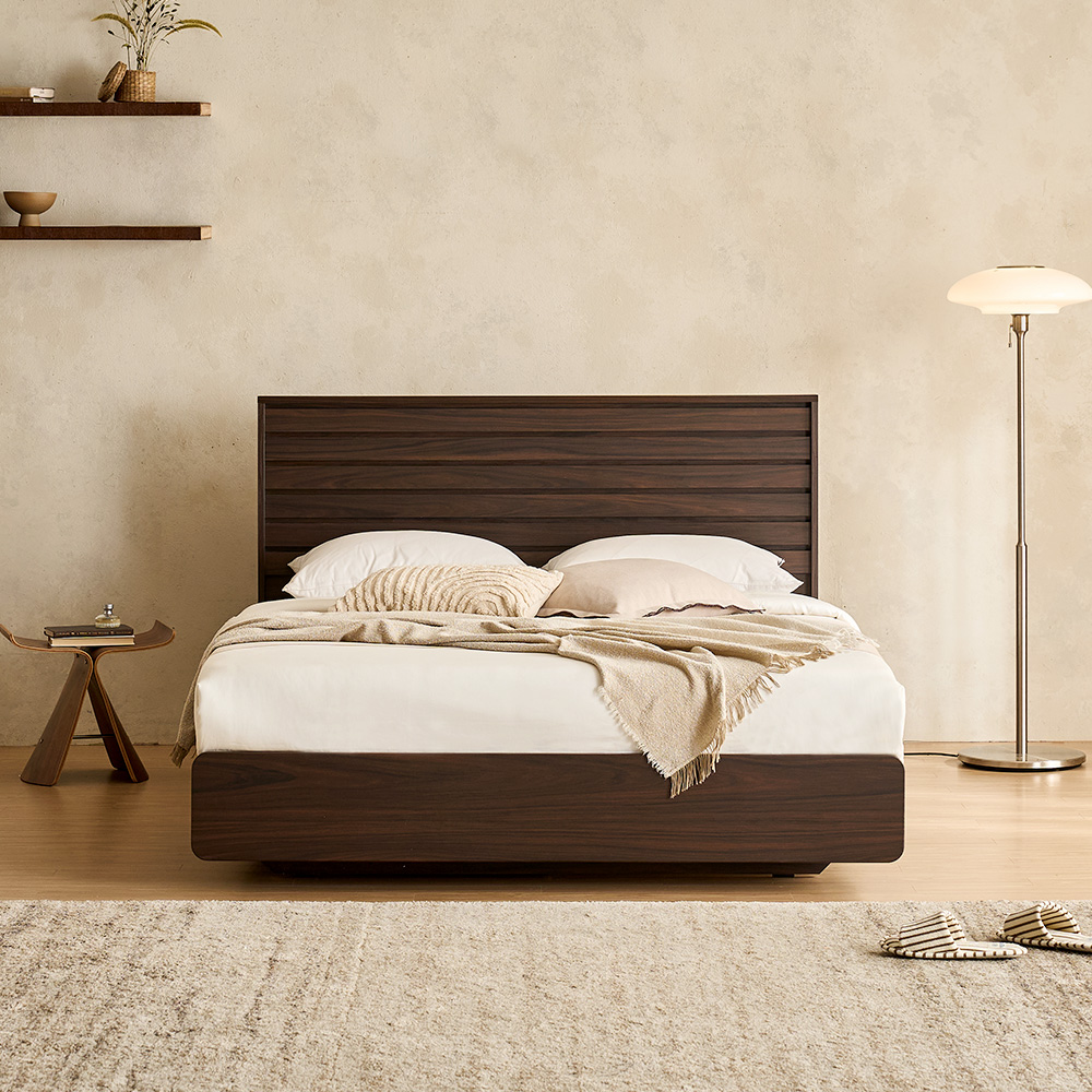 장인가구 글랜 E0 호텔 평상형 서랍형 침대 유로탑 매트리스, Q(퀸), 수납형-내추럴