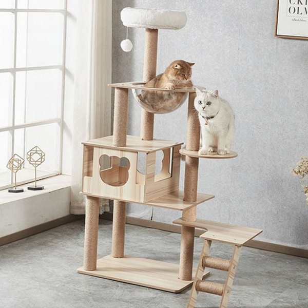 대형 고양이 캣 타워 스크래쳐 원목 캣 타워 숨숨집 해먹