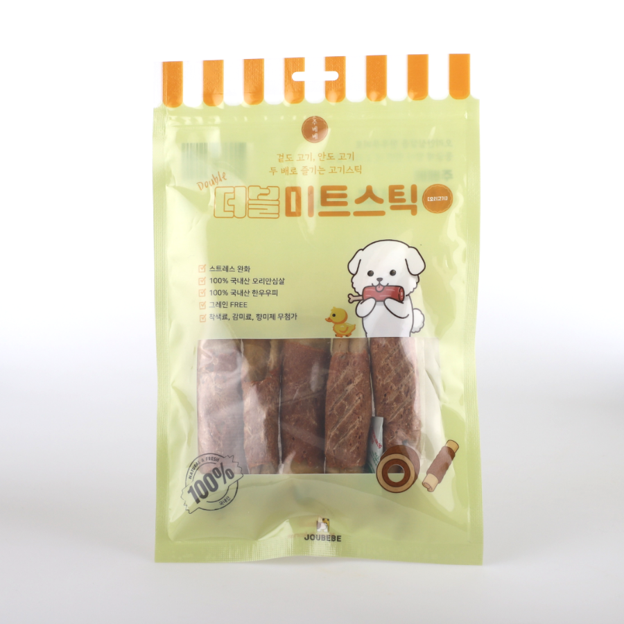 주베베 오래먹는 더블 미트 스틱 개껌 스트레스 해소 치석 치아 관리 더블미트스틱 오리고기, 100g, 1개 - 상품 이미지