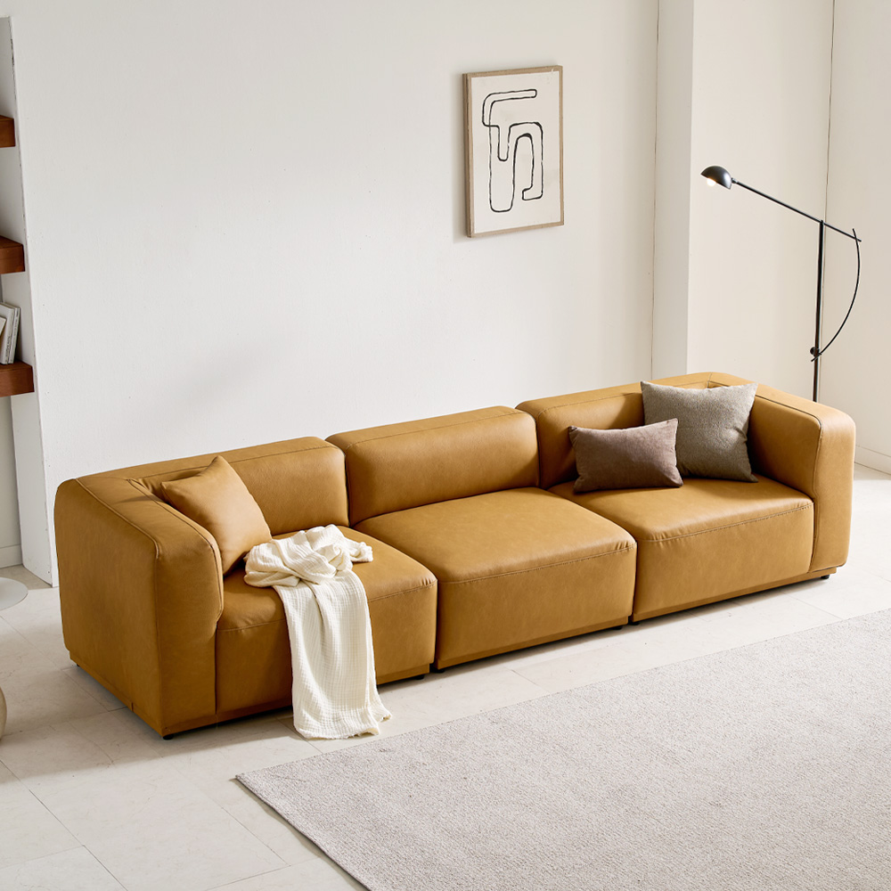 케이하우스홀드 켄지 모듈 4인 4인카우치 소파 실리콘레더 가죽 모던디자인 국내제작 소파