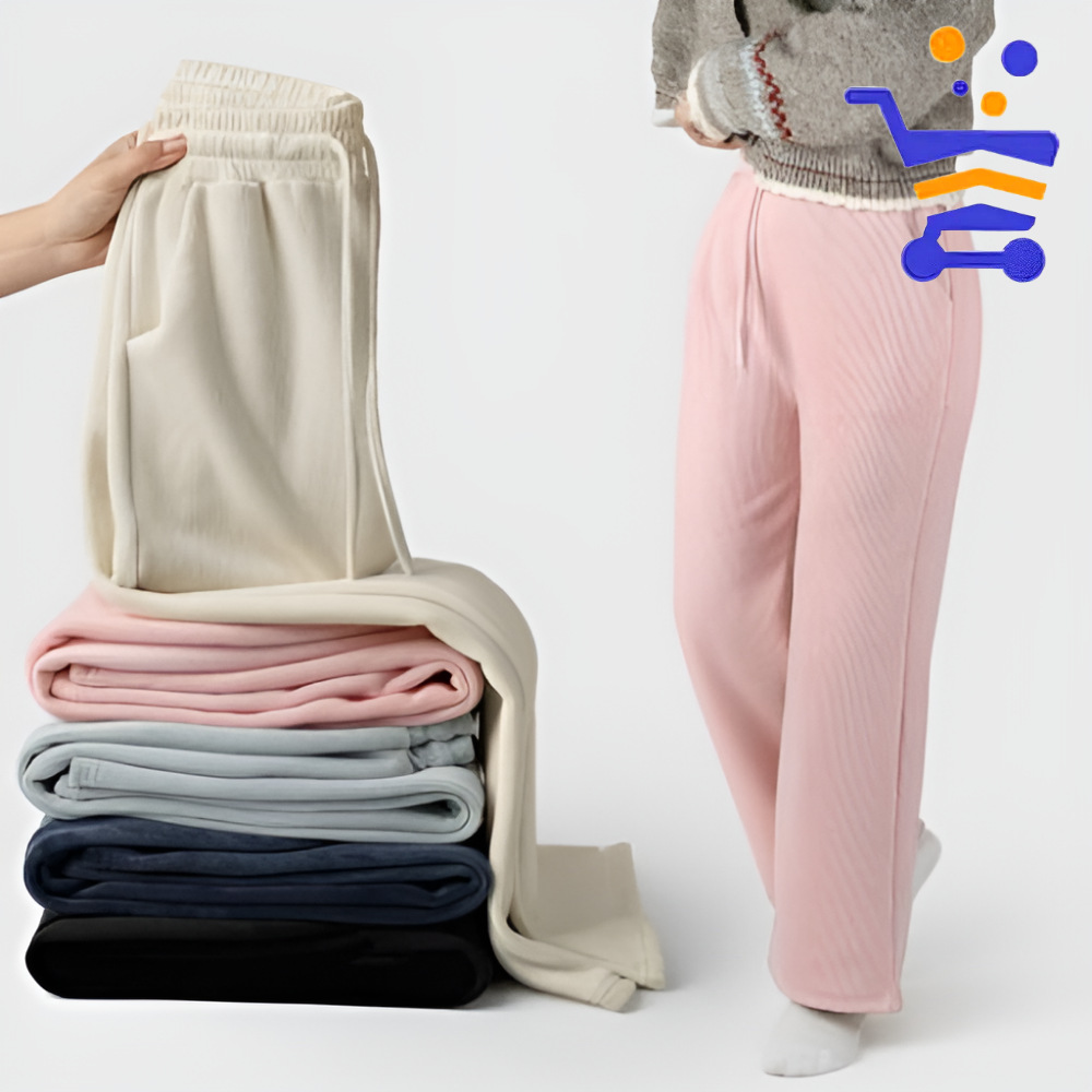 부드러운 벨로아 양기모 루즈핏 팬츠 (핑크) - 메인 이미지