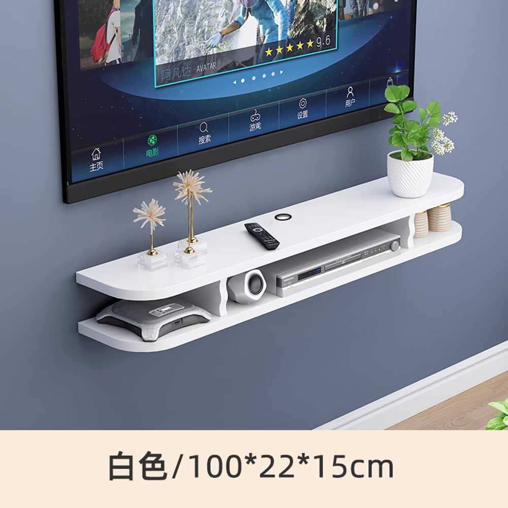 벽걸이 TV 선반 수납 거실장 와이파이 공유기 원목 100cm / 브라운 이미지 8