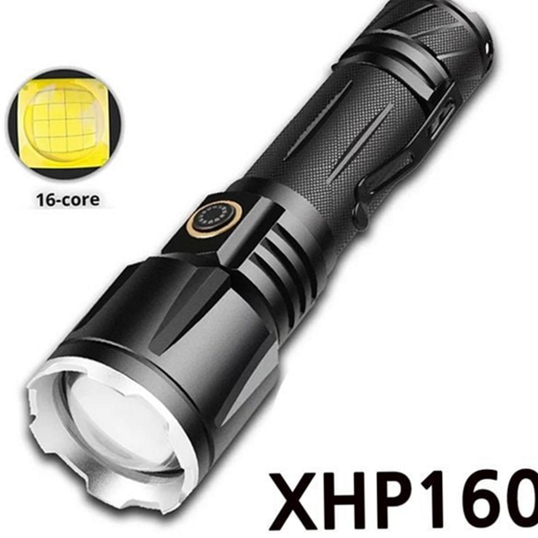 강력 xhp 160 led 손전등 휴대용 충전식 줌 랜턴 야간 - 메인 이미지
