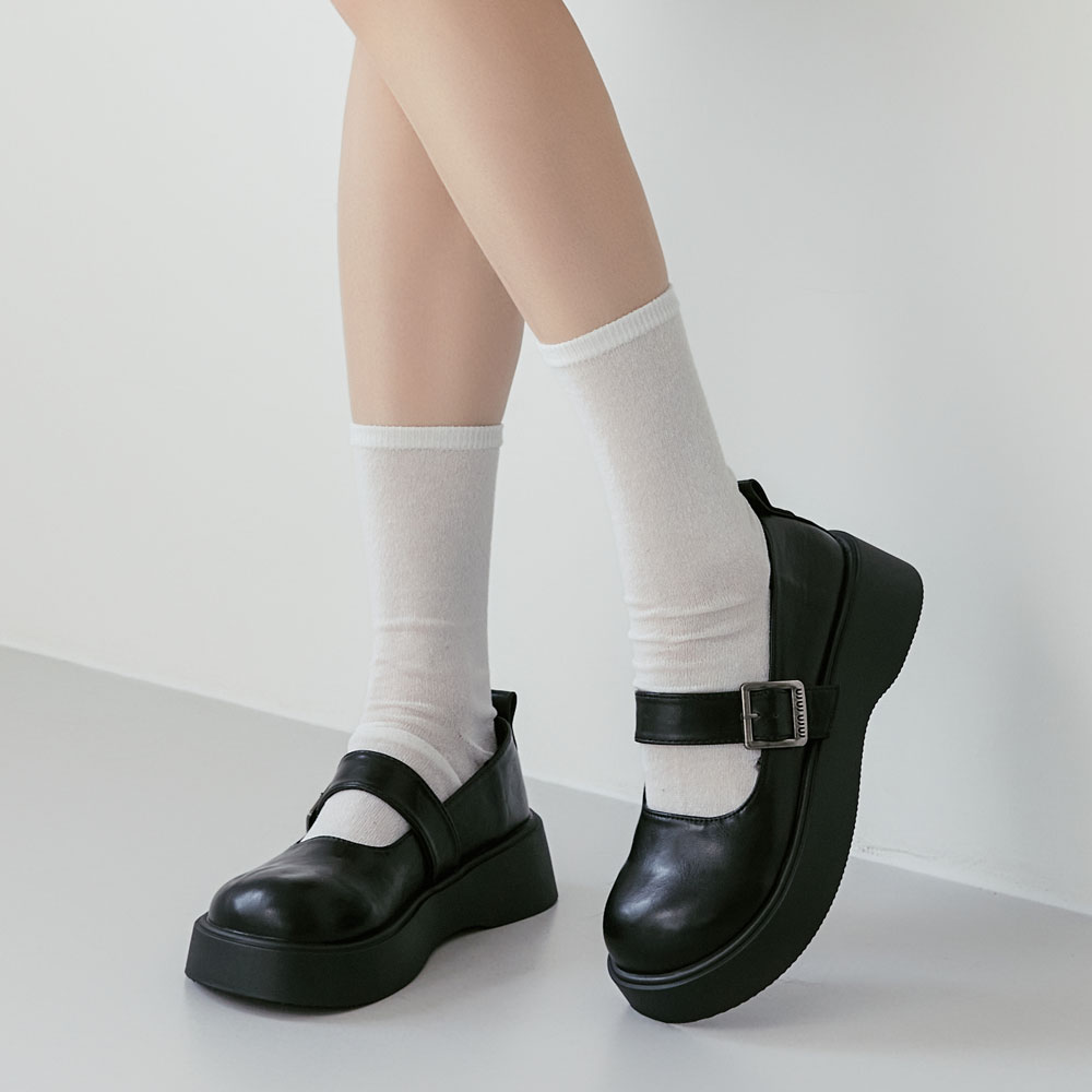 에스유니 라운드토 스트랩 메리제인 데일리 여성 통굽 로퍼 6cm - 메인 이미지