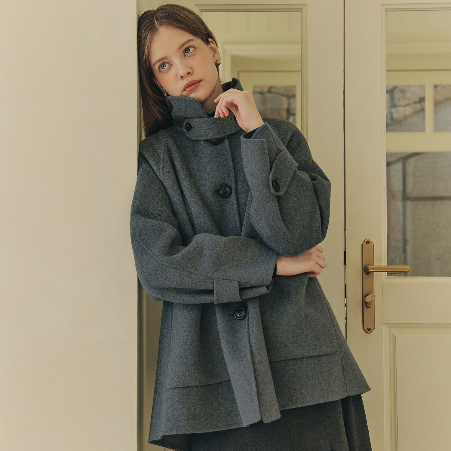 [제로스트릿][6컬러] 핸드메이드 에이라인 울 하프 코트 HAND MADE A LINE WOOL HALF COAT