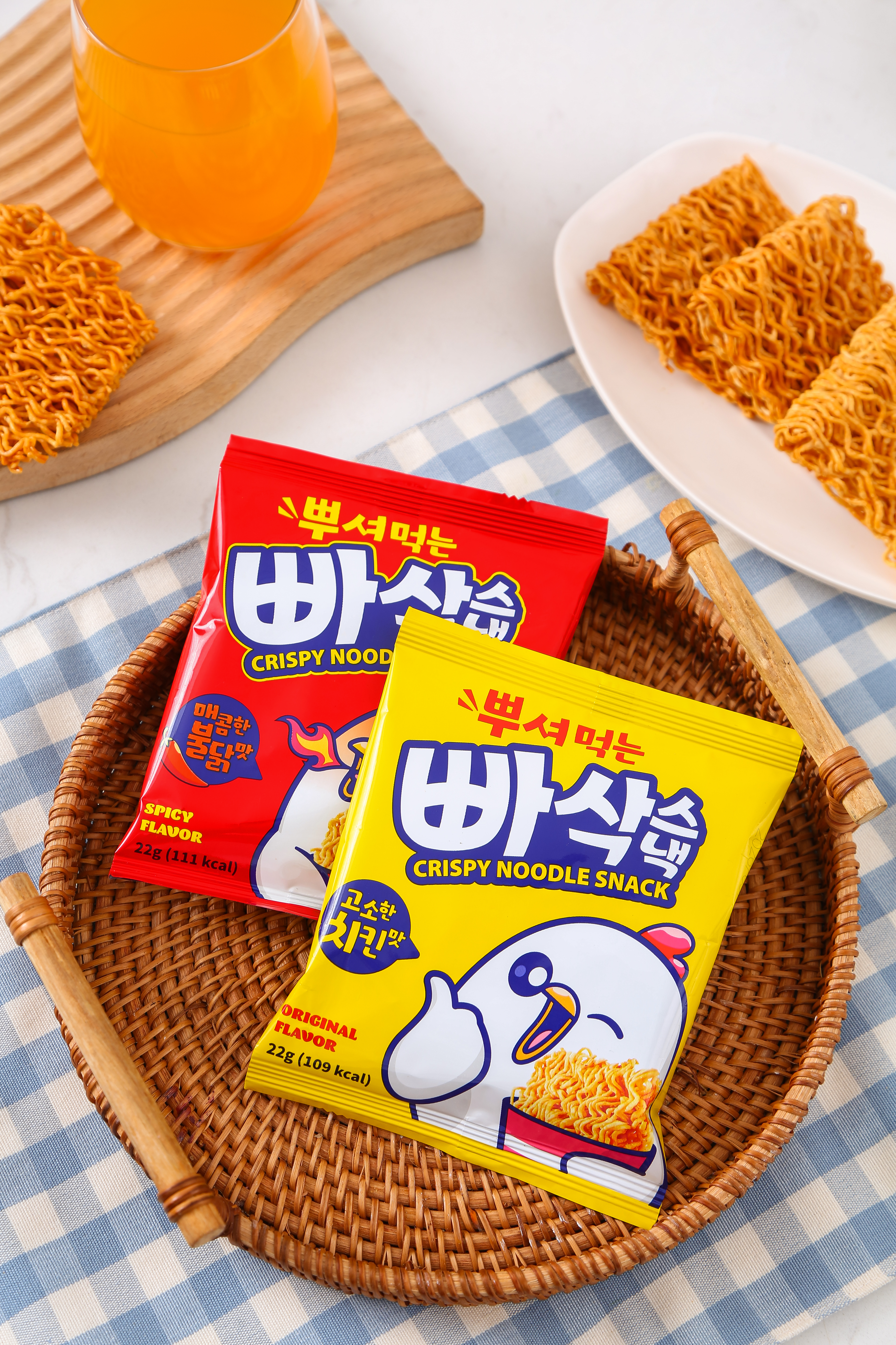 라면과자의 혁신 뿌셔먹는 빠삭스낵 치킨맛 불닭맛 2종 264g(22g x 12봉) - 상품 이미지