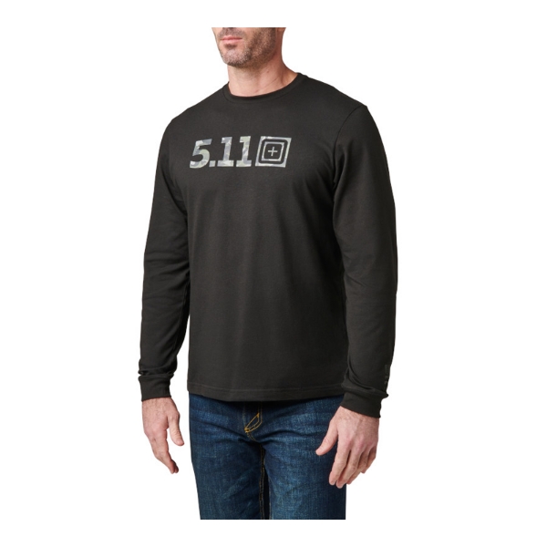 5.11 택티컬 카모 로고 필 긴팔 티셔츠(블랙) - Camo Logo Fill L/S (Black) - 상품 이미지
