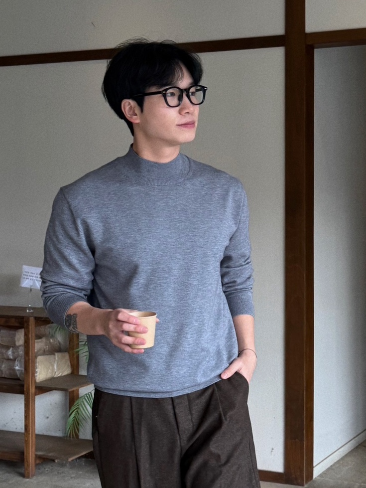 (남녀공용) 소프트 루즈핏 터틀넥 니트 / 겨울 베이직 데일리 목폴라 스웨터 이미지 7