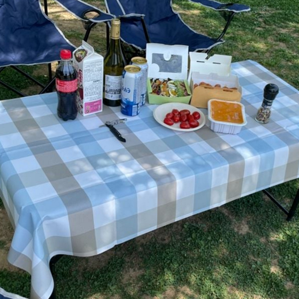 주방테이블 pvc 테이블보 아웃도어 방수 테이블보 6인용 체크 패턴