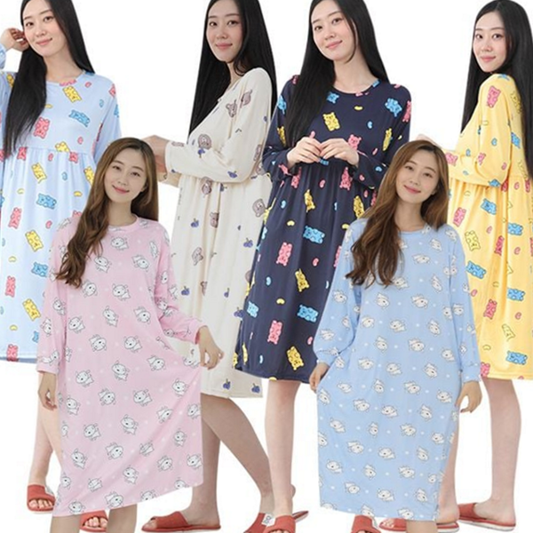 루즈핏 여성 긴 팔 잠옷 캐릭터 여성 피치 잠옷 실내 - 상품 이미지