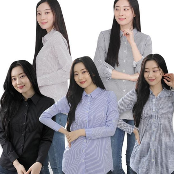 스트라이프 여성 셔츠 블라우스 스판 여성 정장 셔츠 와이셔츠 오피스 - 상품 이미지